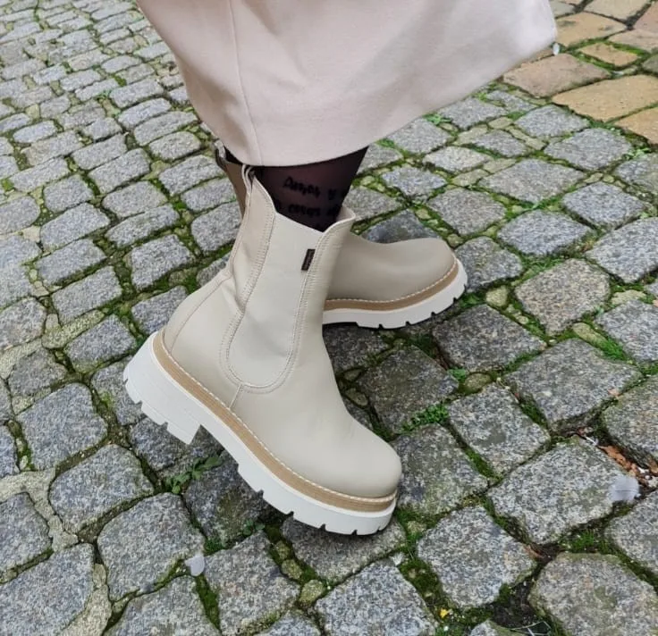 Chelsea boots beige cuir