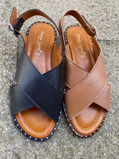Sandale plate croisée italienne