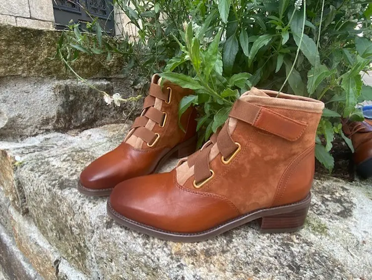 Boots bi matière camel nubuck élastiquée